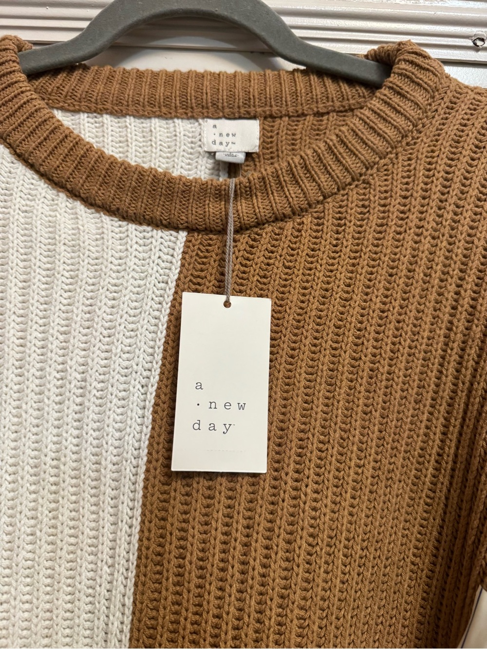a new day Colorblock Crewneck Sweater - White, Camel, Gray & Black - Picture 4 of 5
